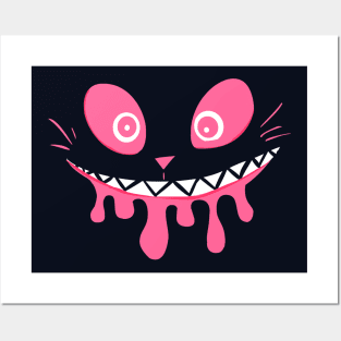 Slimey Drooling Creepy Cat Face Posters and Art